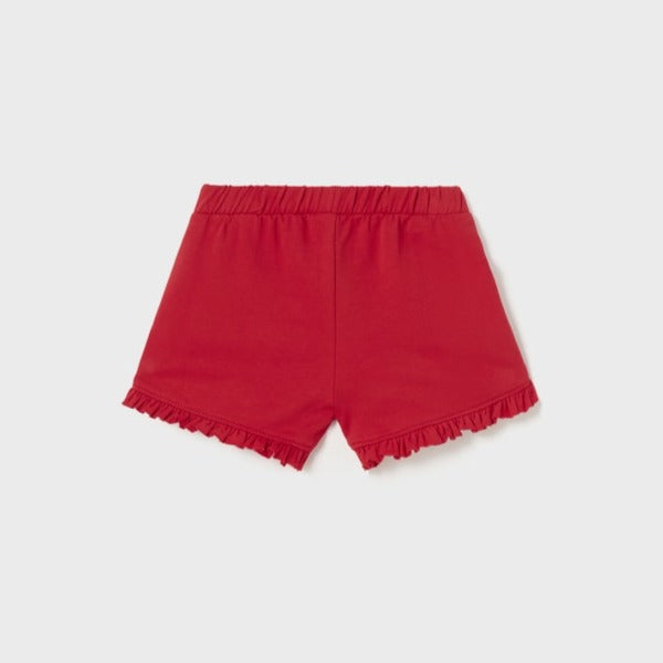 Baby Girls Ruffle Knit Shorts | Red