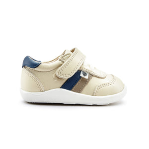 Play Ground 8013 Leather Sneakers | Cream Petrol Taupe